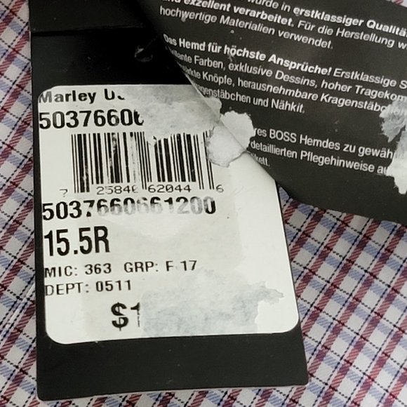 New Hugo Boss Mens Small Check Shirt Button Down Long Sleeve Sharp Fit 15.5 32/3 - Picture 7 of 13